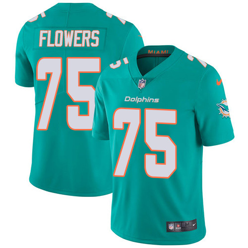 Nike Miami Dolphins #75 Ereck Flowers Aqua Green Team Color Youth Stitched NFL Vapor Untouchable Limited Jersey->youth nfl jersey->Youth Jersey